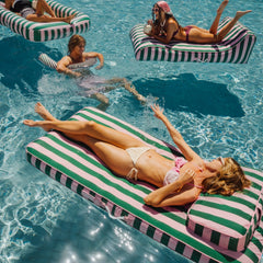 FUNBOY Fabric Covered Flat Lounger Pool Float - Pink & Green