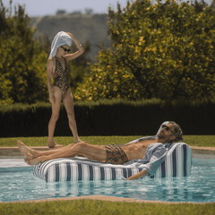 FUNBOY Fabric Covered Pool Float - Navy Stripe Sunbed Lounger