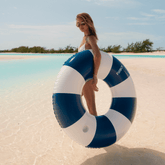 FUNBOY Large Pool Tube Float: Navy Blue, White Stripes, 48"