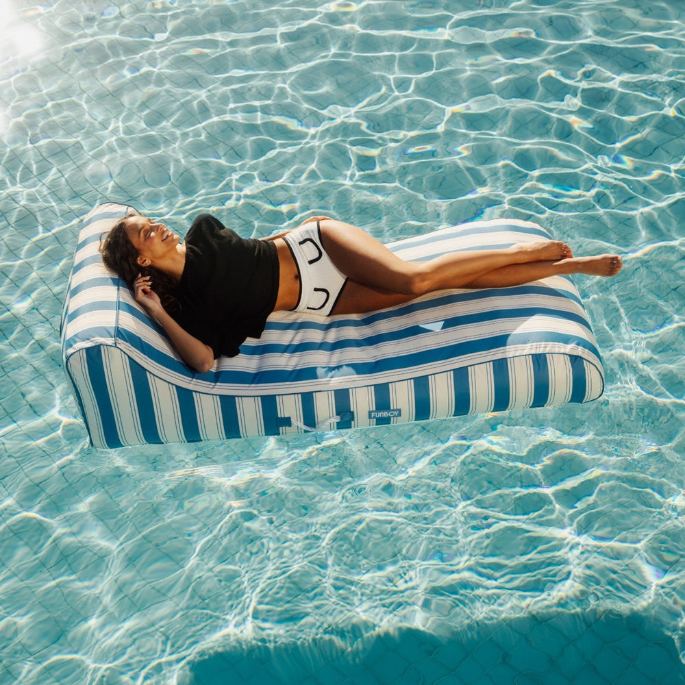FUNBOY Fabric Covered Pool Float - Denim Blue Sunbed Lounger