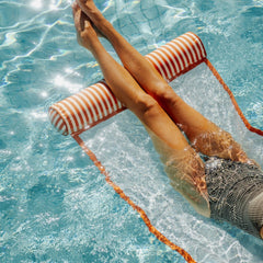 FUNBOY Fabric Pool Hammock, Orange & White Stripes