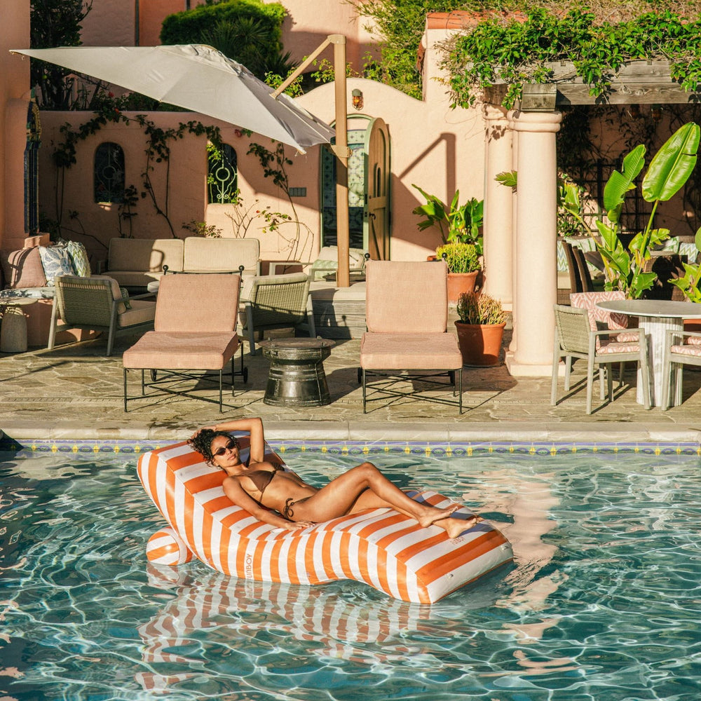 FUNBOY Orange Striped Chaise Lounger Pool Float