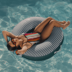 FUNBOY Fabric Covered Tube Float - Green Stripe