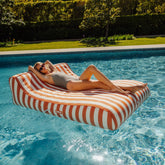 FUNBOY XL Fabric Covered Pool Float Sunbed Lounger - Orange Cabana Stripes