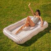 FUNBOY Tanning Pool Lounger: White & Navy Stripes