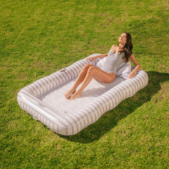 FUNBOY Tanning Pool Lounger: White & Navy Stripes