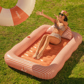 FUNBOY Tanning Pool Lounger: Orange White Stripes