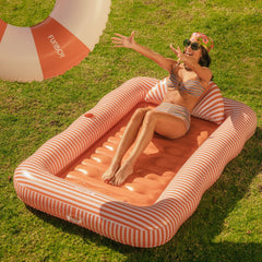 FUNBOY Tanning Pool Lounger: Orange White Stripes