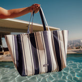 FUNBOY Beach Bag Tote, Navy Cabana Stripe
