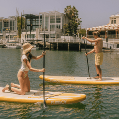 FUNBOY 11"6' Inflatable Stand Up Paddle Board - Yellow & White Cabana Stripe