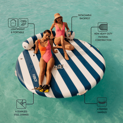 FUNBOY Inflatable Floating Dock: White, Navy Blue Stripes