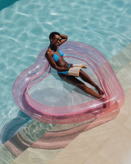 FUNBOY Floating Pool Hammock: Heart-Shaped, Clear Pink