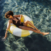 FUNBOY Large Pool Tube Float: Butter Yellow and Blue Stripes, 48"