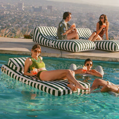 FUNBOY Fabric Classic Mat Lounger Pool Float - Green Cabana Stripe