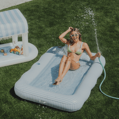 FUNBOY Tanning Pool Lounger: Blue & White Stripes