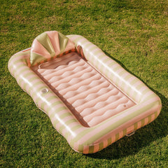 FUNBOY Tanning Pool Lounger: Coral & Blue Stripes