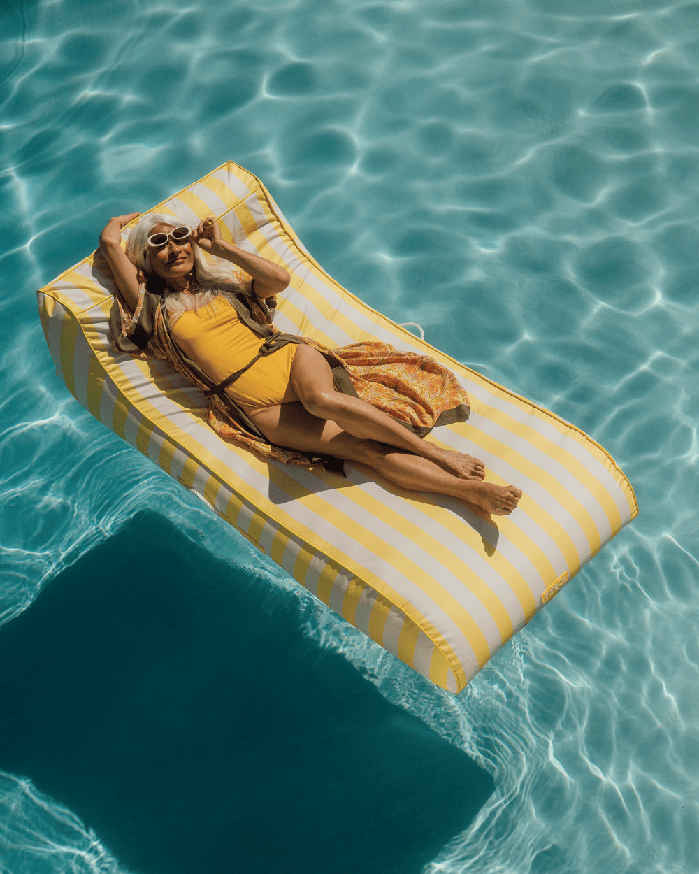 FUNBOY Fabric Covered Pool Float - Yellow Sunbed Lounger