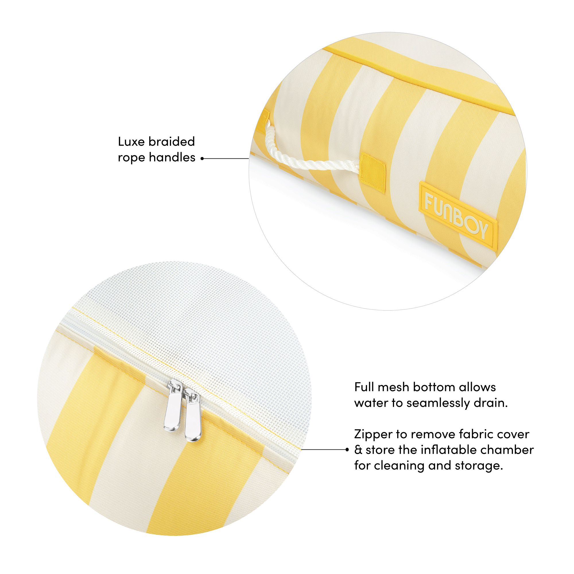 FUNBOY Fabric Covered Pool Float - Yellow Sunbed Lounger