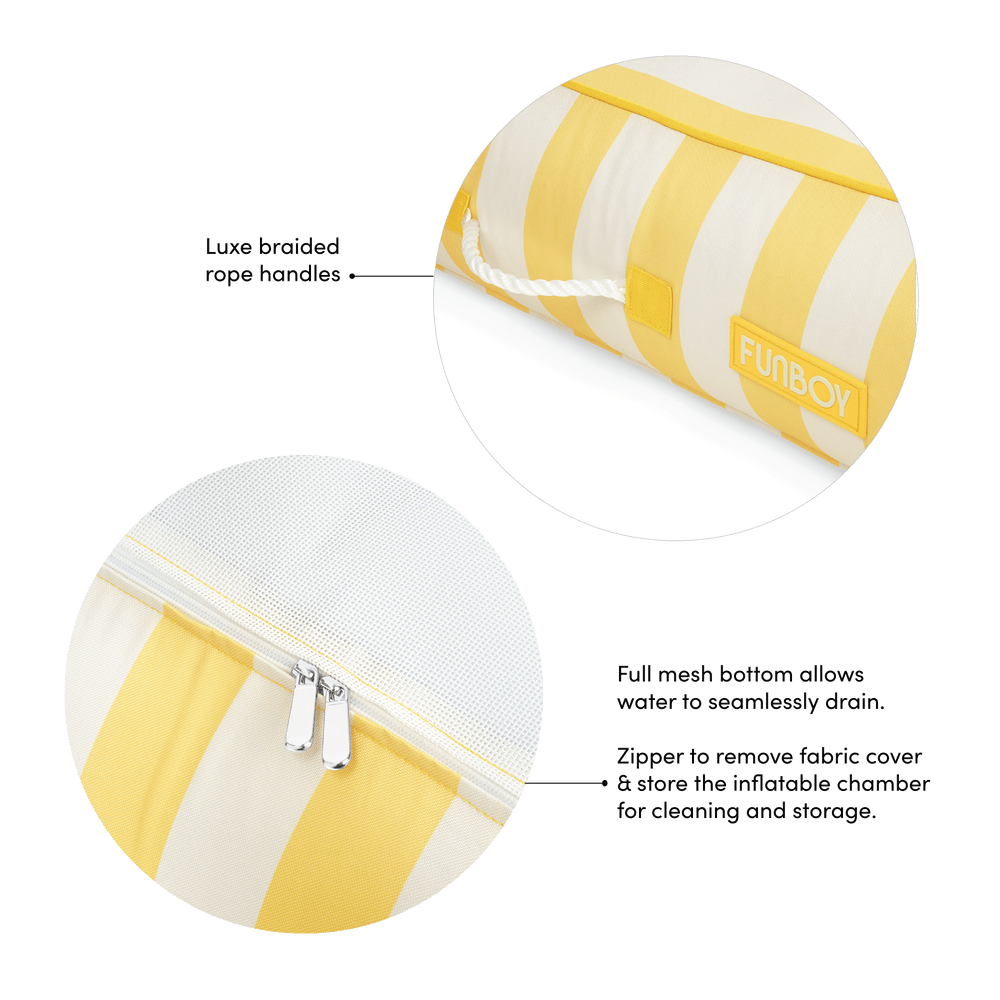 FUNBOY Fabric Covered Pool Float - Yellow Sunbed Lounger