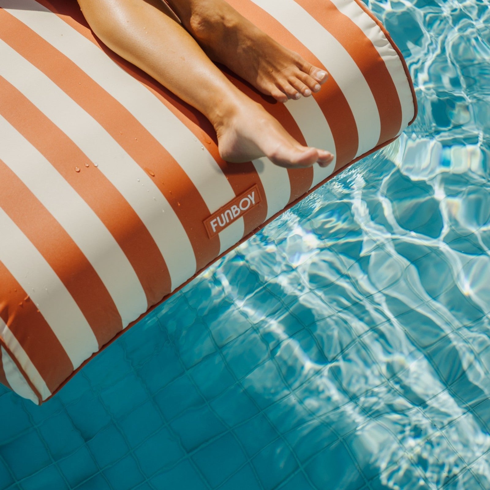 FUNBOY Fabric Covered Pool Float - Orange Sunbed Lounger