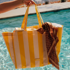 FUNBOY Beach Bag Tote, Yellow Cabana Stripe