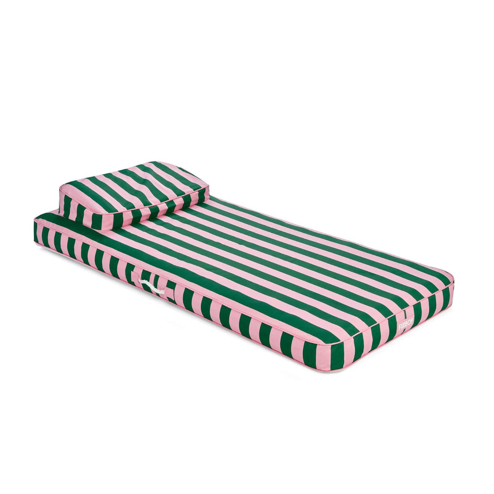 FUNBOY Fabric Covered Flat Lounger Pool Float - Pink & Green