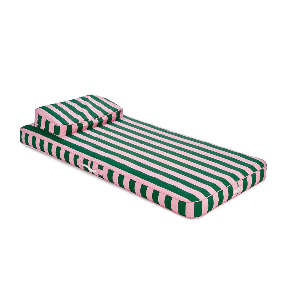 FUNBOY Fabric Covered Flat Lounger Pool Float - Pink & Green