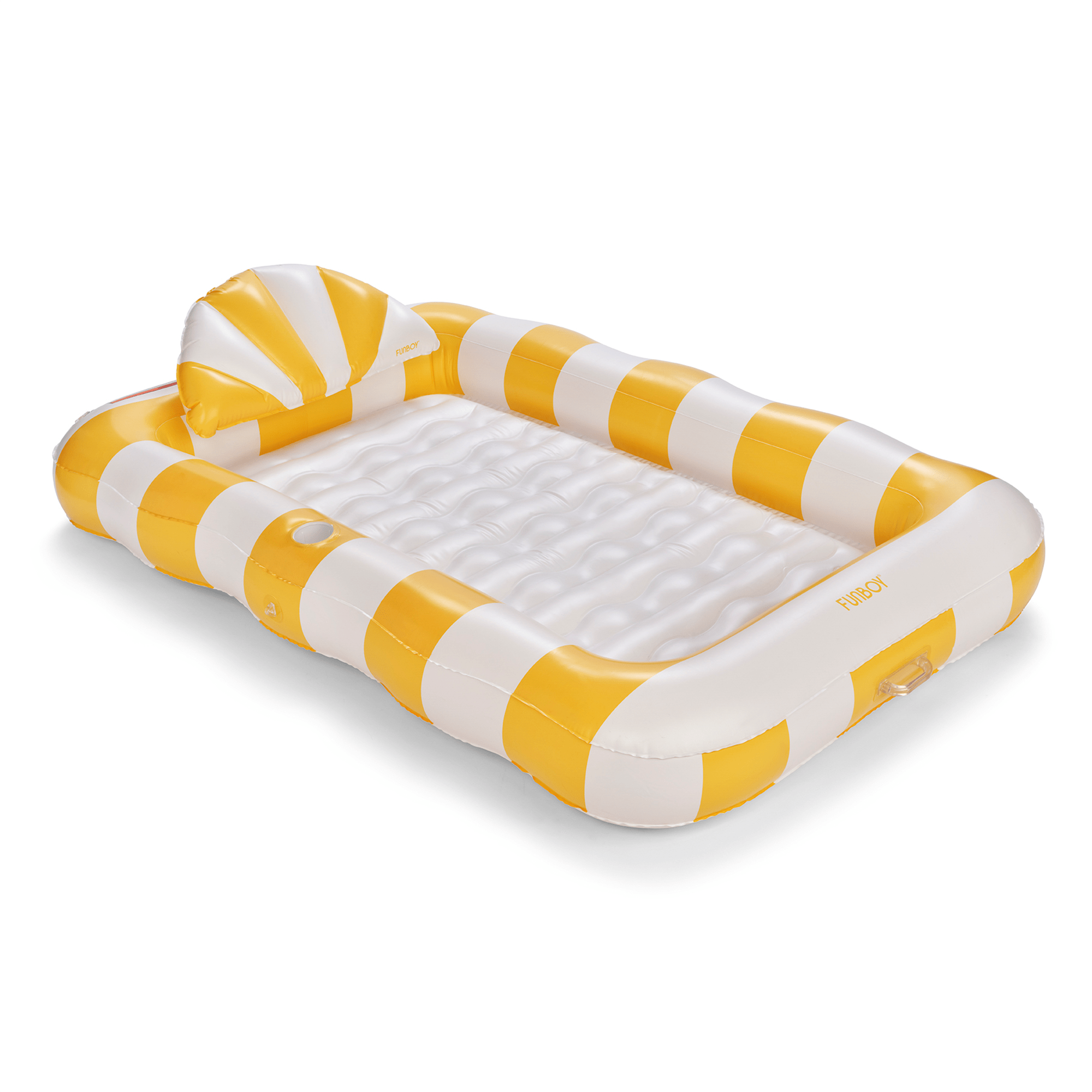 FUNBOY Tanning Pool Lounger: Yellow & White Stripes