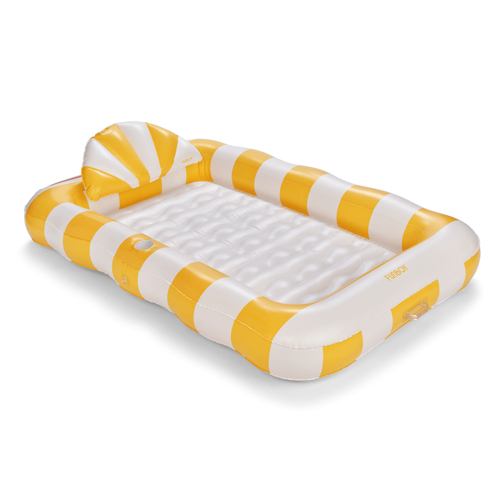 FUNBOY Tanning Pool Lounger: Yellow & White Stripes