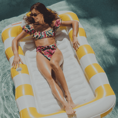 FUNBOY Tanning Pool Lounger: Yellow & White Stripes