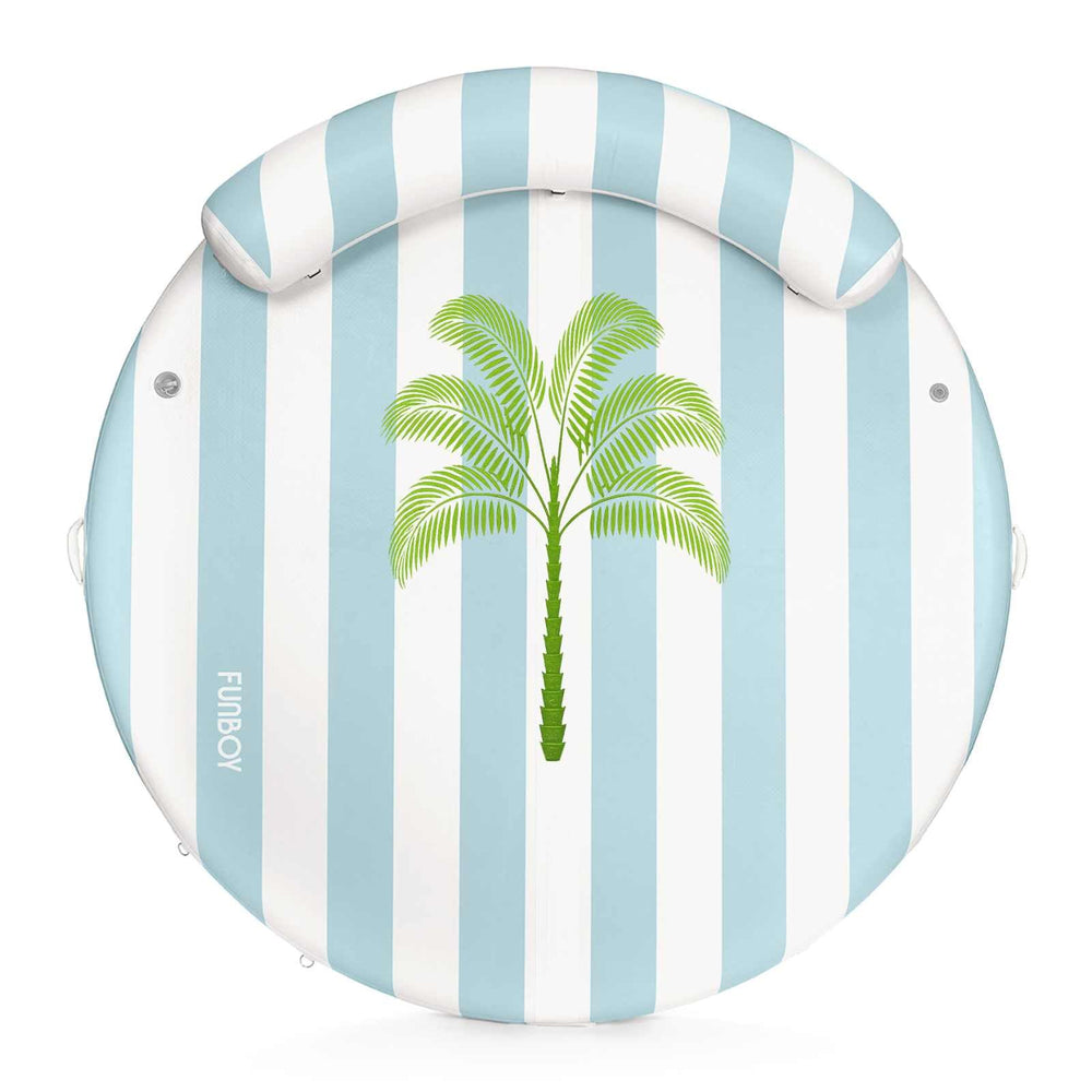 FUNBOY Inflatable Floating Dock: White, Blue Stripes Palm