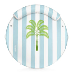 FUNBOY Inflatable Floating Dock: White, Blue Stripes Palm