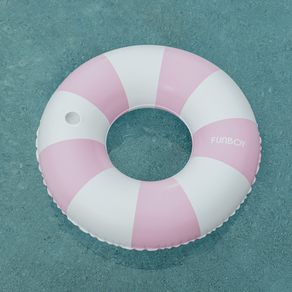FUNBOY Giant Vintage Purple Stripe Inflatable Pool Float w/ Cup Holder 48"