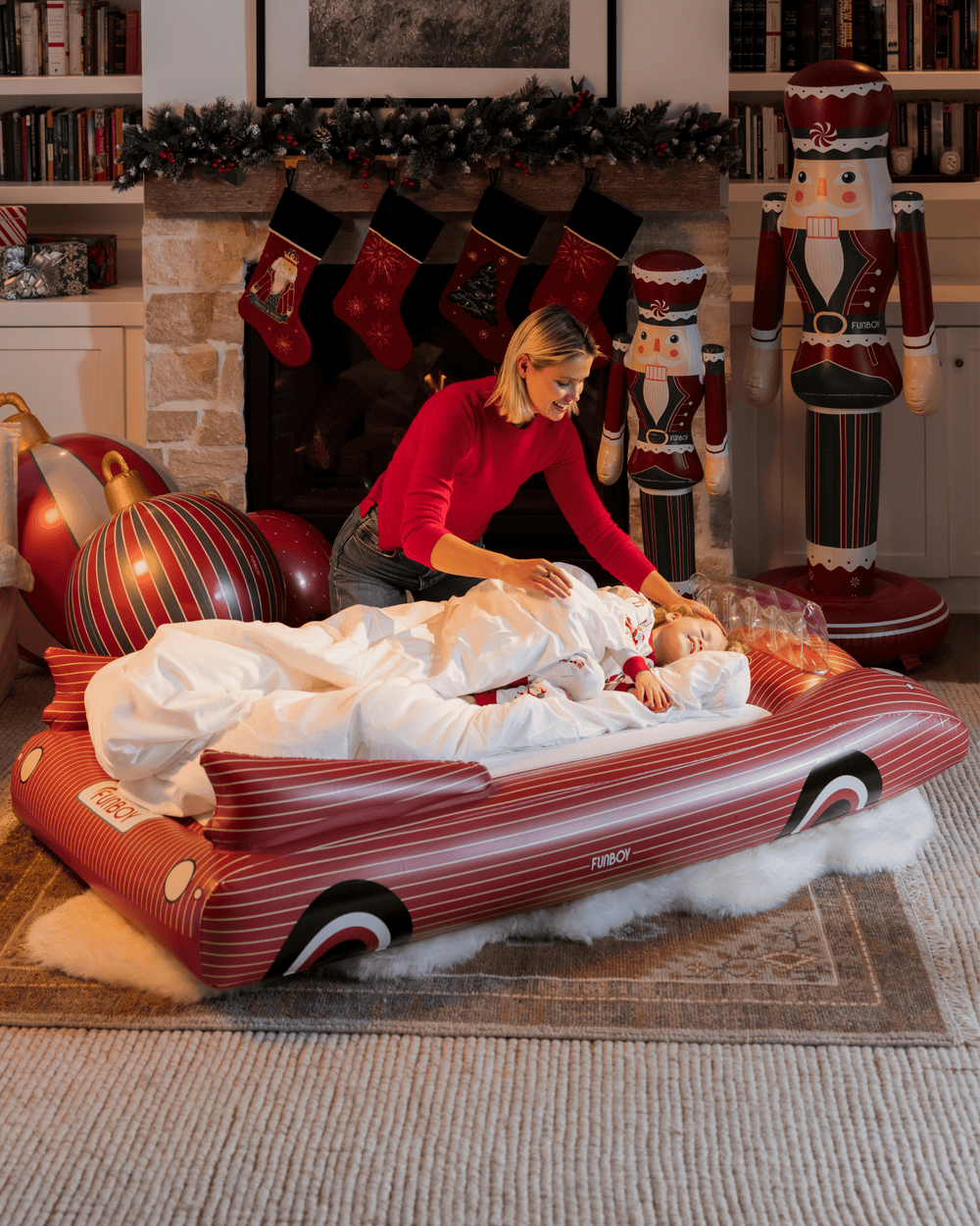 FUNBOY Kids Sleepover Bed - Christmas Convertible Air Mattress