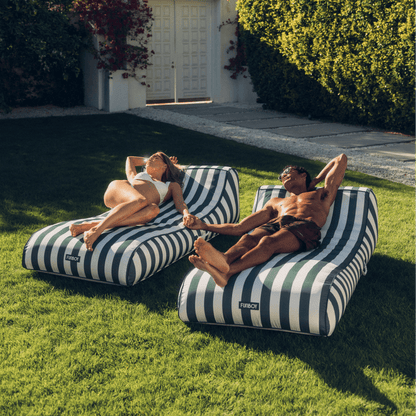 FUNBOY Fabric Covered Pool Float - Green Cabana Sunbed Lounger