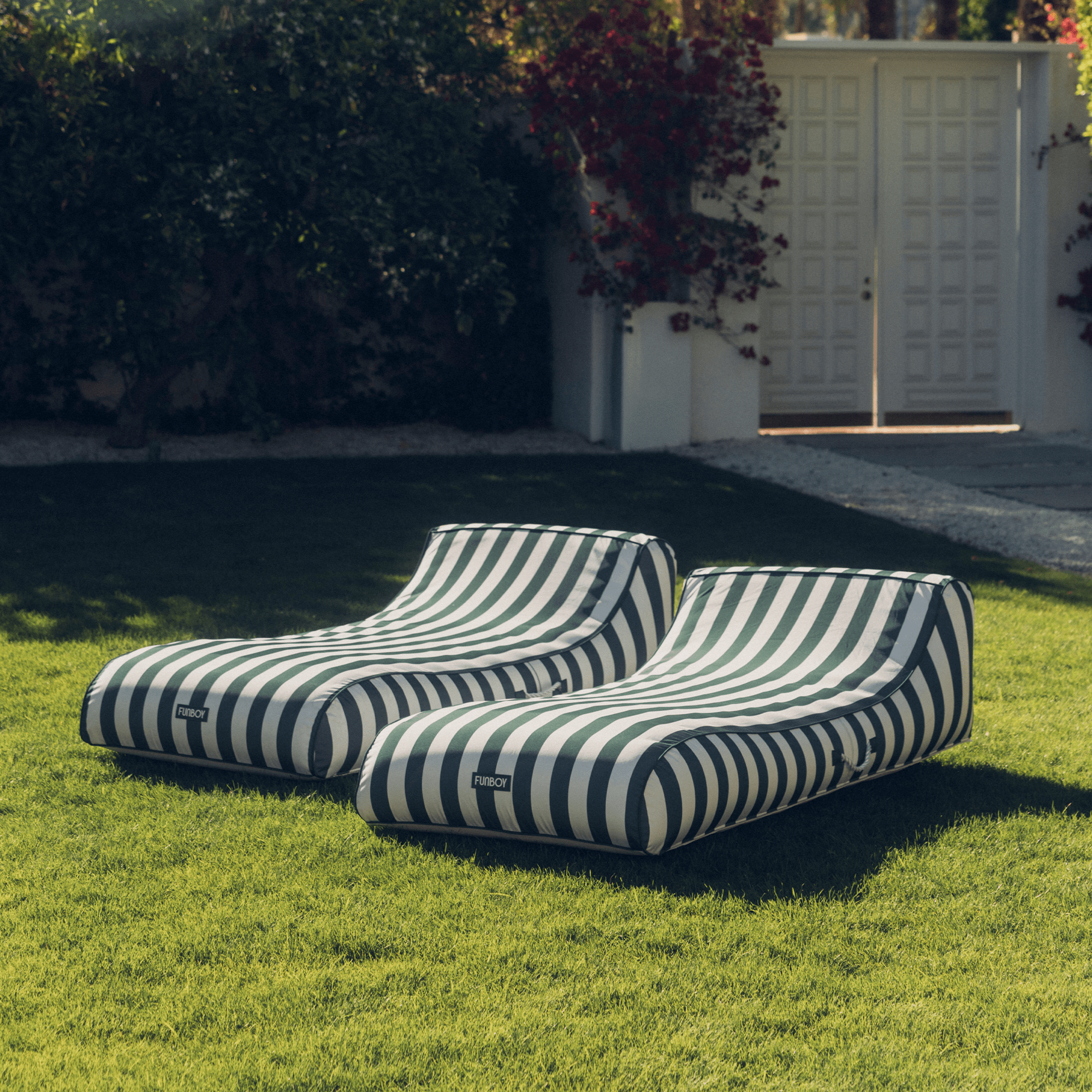 FUNBOY Fabric Covered Pool Float - Green Cabana Sunbed Lounger