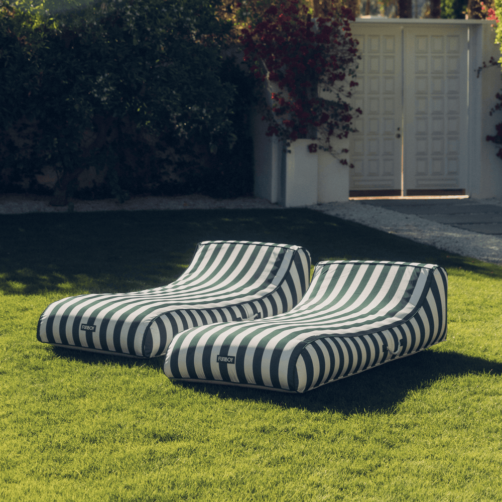 FUNBOY Fabric Covered Pool Float - Green Cabana Sunbed Lounger