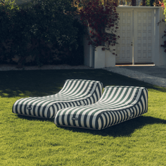 FUNBOY Fabric Covered Pool Float - Green Cabana Sunbed Lounger