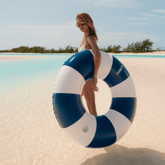 FUNBOY Large Pool Tube Float: Navy Blue, White Stripes, 48"