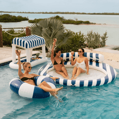 FUNBOY Large Pool Tube Float: Navy Blue, White Stripes, 48"