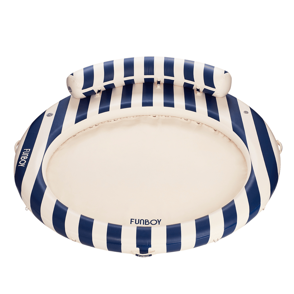 FUNBOY Inflatable Floating Dock: Navy Blue with Backrest
