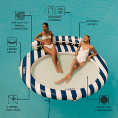 FUNBOY Inflatable Floating Dock: Navy Blue with Backrest