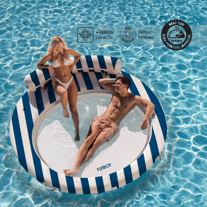 FUNBOY Inflatable Floating Dock: Navy Blue with Backrest