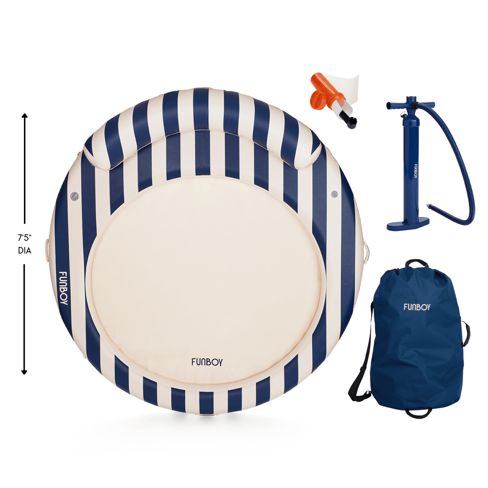 FUNBOY Inflatable Floating Dock: Navy Blue with Backrest
