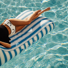 FUNBOY Fabric Covered Pool Float - Denim Blue Sunbed Lounger