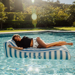 FUNBOY Fabric Covered Pool Float - Denim Blue Sunbed Lounger
