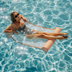 FUNBOY Fabric Pool Hammock, Orange & White Stripes