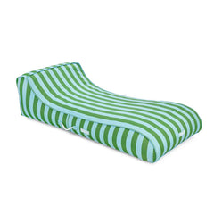 FUNBOY Fabric Covered Pool Float - Green & Blue Striped Sunbed Lounger