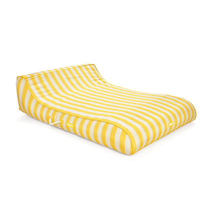 FUNBOY XL Fabric Covered Pool Float Sunbed Lounger - Yellow Cabana Stripes