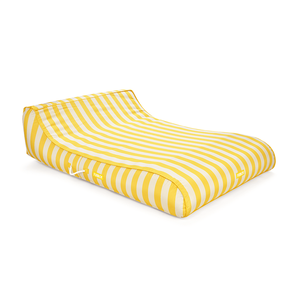 FUNBOY XL Fabric Covered Pool Float Sunbed Lounger - Yellow Cabana Stripes